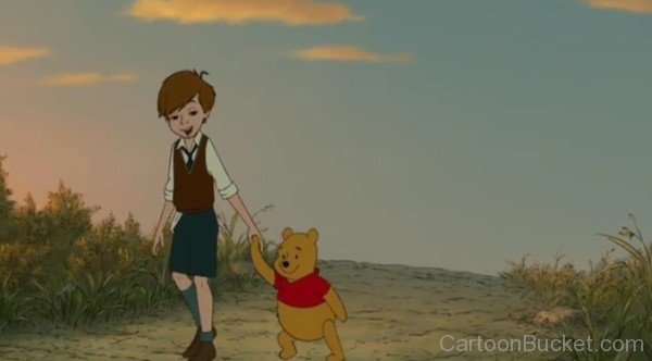 Winnie The Pooh And Christopher Robin Walking Together