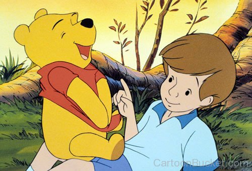 Winnie The Pooh Sitting On Christopher Robin