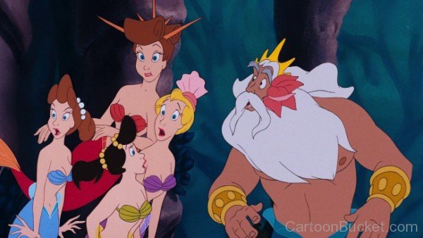 Attina,Ariel,Andrina,Adella And King Triton