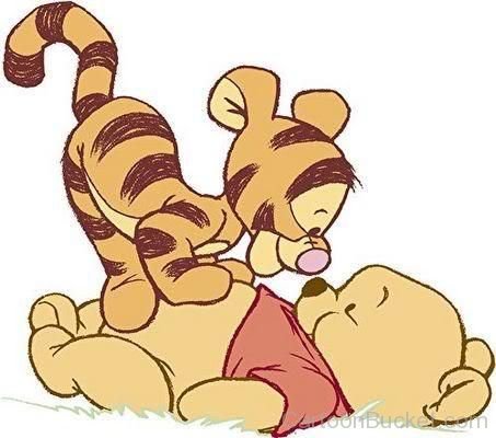 Baby Tigger On Winnie's Stomach