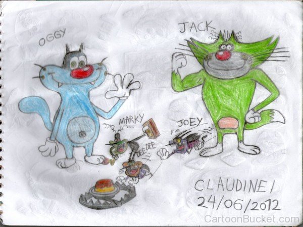 Drawing Of Jack And Oggy