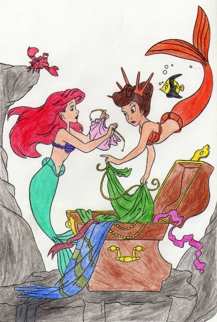Drawing Of Princess Attina And Ariel