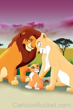 Kiara With Her Parents Simba And Nala