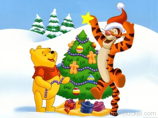 Tigger And Pooh With Christmas Tree