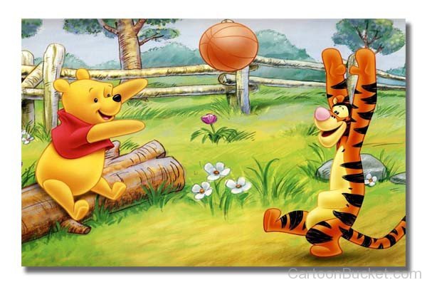 Tigger And Winnie Playing With Basketball