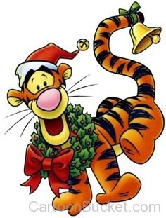 Tigger Wearing Christmas Hat And Bell