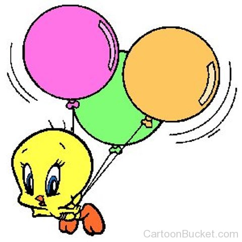 Tweety Flying With Balloons
