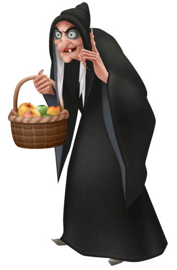 Witch Holding Fruit Bucket