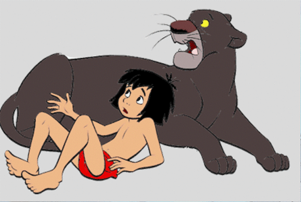 Bagheera And Mowgli Looking Feared-kli303