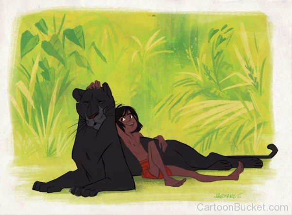 Bagheera With Mowgli-kli320