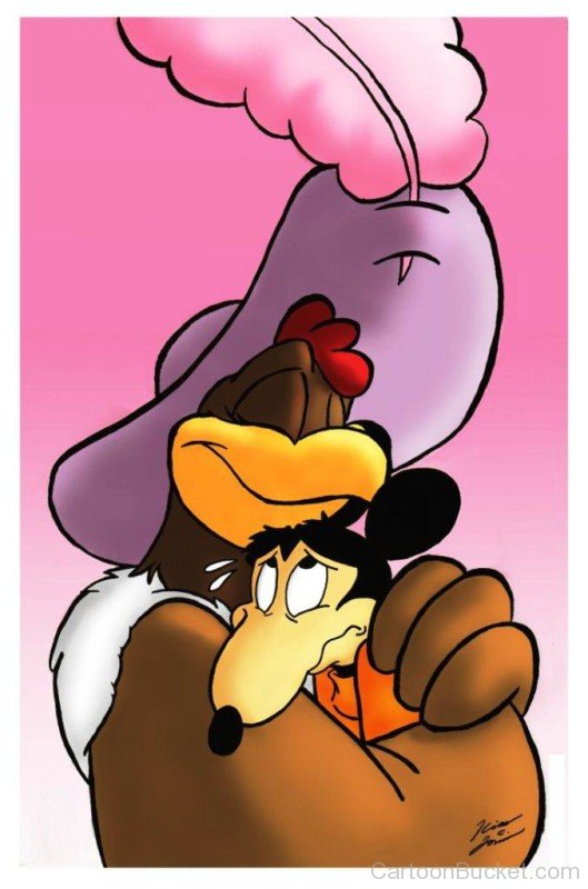 Clara Cluck Hugging Mickey-vb505