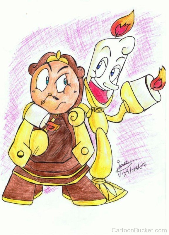 Drawing Of Cogsworth And Lumiere-gh127