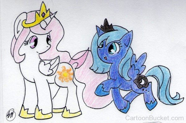 Drawing Of Filly Celestia And Filly Luna-vb408