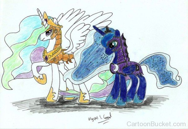 Filly Celestia And Filly Luna Drawing-vb415
