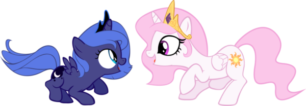 Filly Celestia And Filly Luna Looking At Eachother-vb417