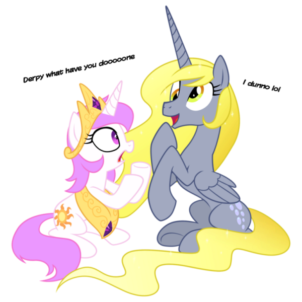 Filly Celestia Looking At Alicorn Derpy-vb425