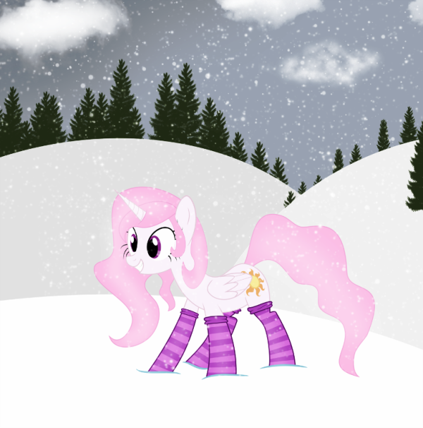 Filly Celestia Standing On Snow-vb439