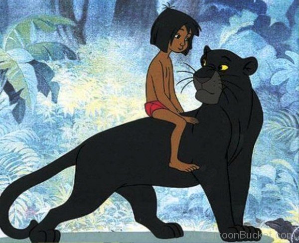 Mowgli Sitting On Bagheera's Back-kli323