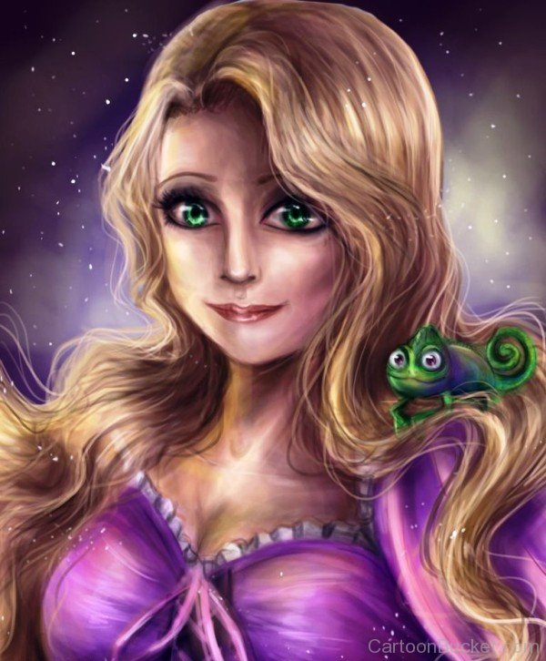 Painting Of Princess Rapunzel And Pascal-wwe324