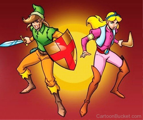 Zelda And Link In Action-zx305