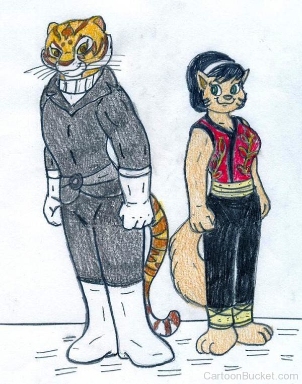 Drawing Of Master Tigress And Kitty Katswell-mnb411