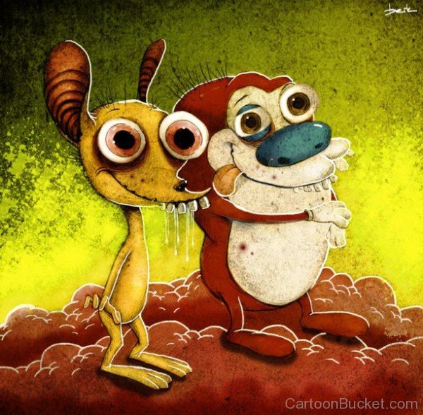 Painting Of Ren Hoek And Stimpy-rx307