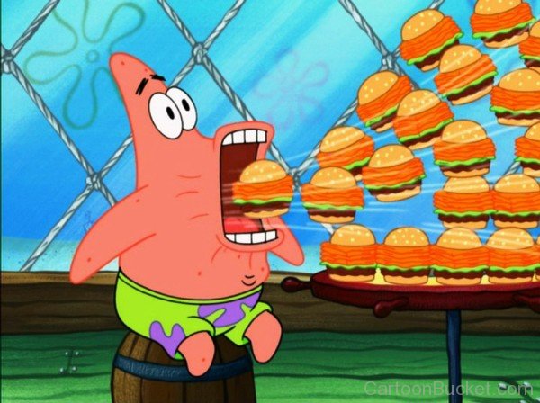 Patrick Star Eating Burgers-eq222