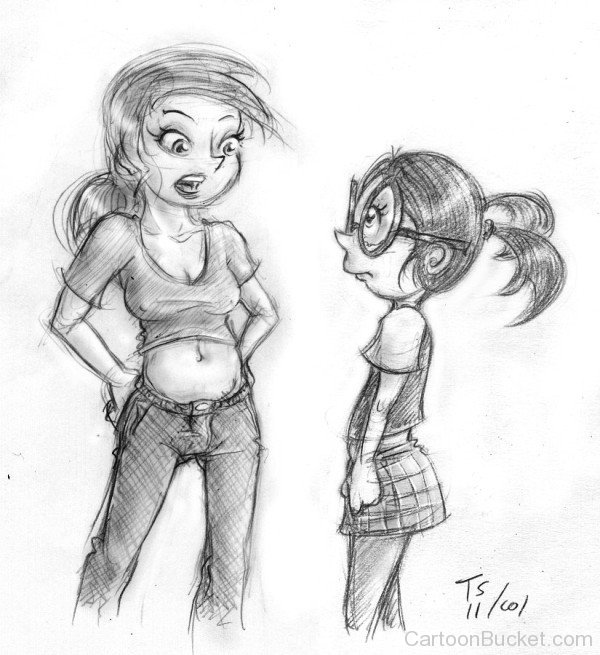 Pencil Sketch Of Vicky And Tootie-rqz105