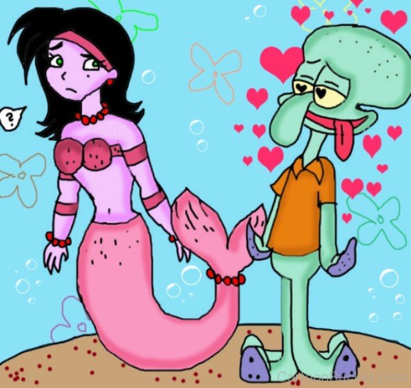 Squidward Tentacles In Love With Mermaid-wa220