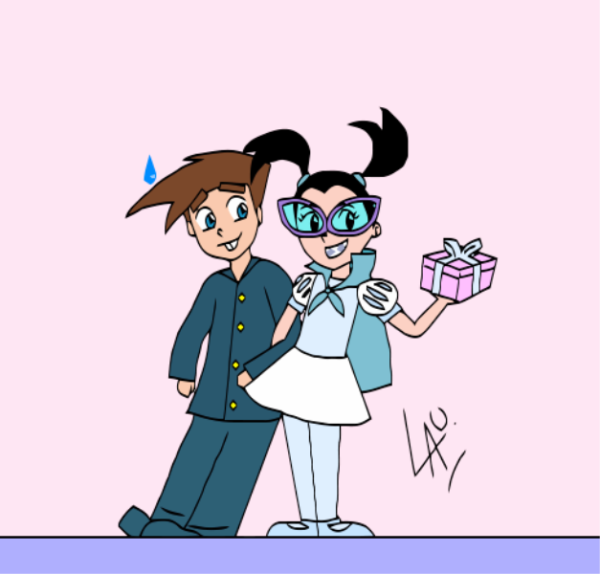Timmy And Tootie With Gift-rqz109