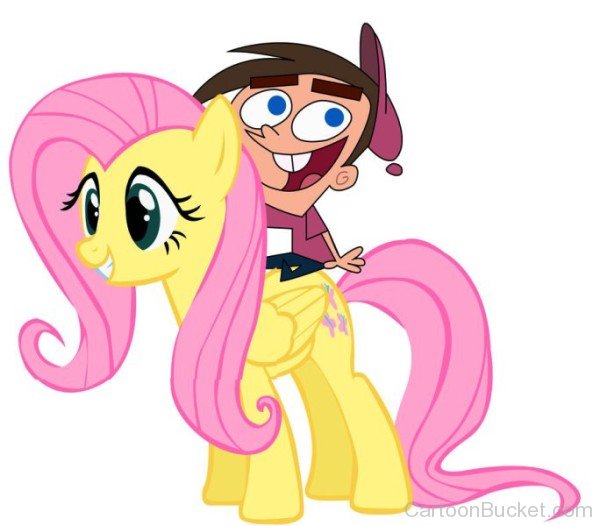 Timmy Turner Riding On Fluttershy-tr446