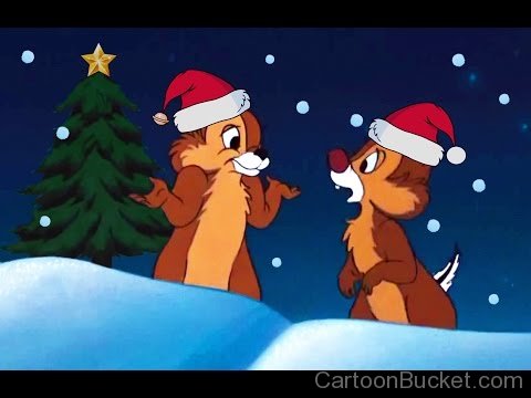 Chip And Dale Wearing A Christmas Cap-lk45614