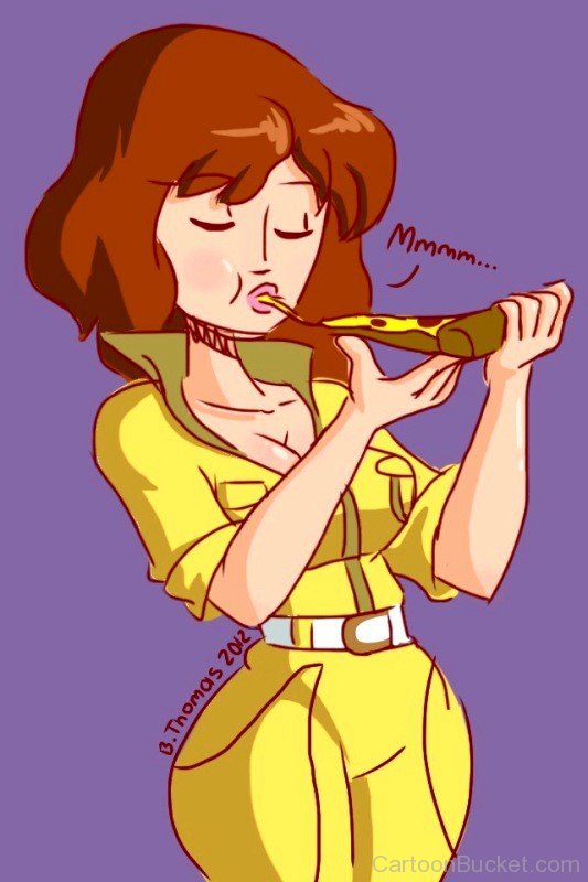 April O'Neil Eating Pizza-rss6203