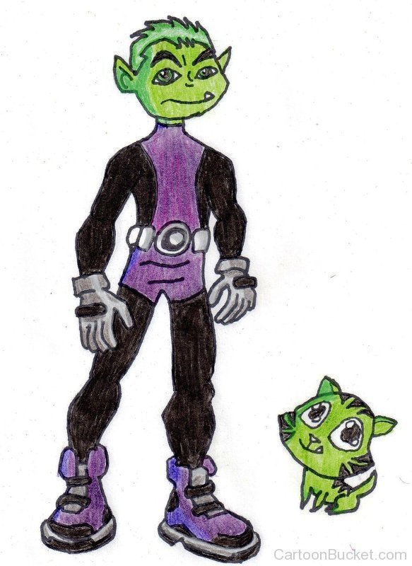 Beast Boy With His Cat-tgg436