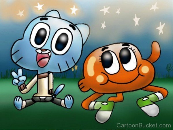 Drawin And Gumball Looking Happy-edj735