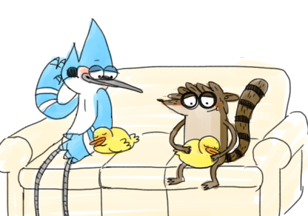 Mordecai And Rigby With Baby Ducks-YDB525