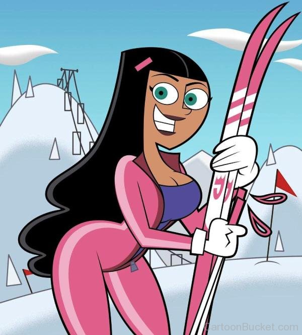 Paulina Holding Ski Board.