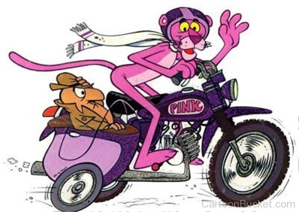 Pink Panther Riding Bike With Inspector Clouseau-tmf9316