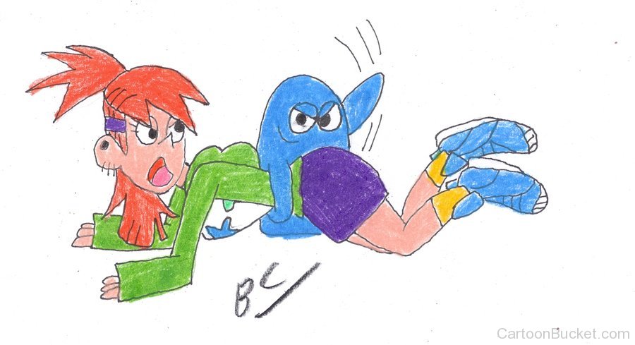 Drawing Of Frankie Foster And Bloo.
