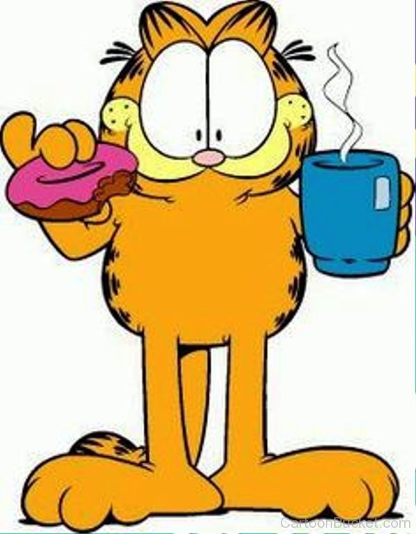 Garfield Holding A Cup