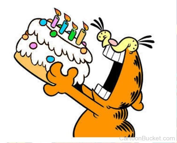 Garfield Holding Cake