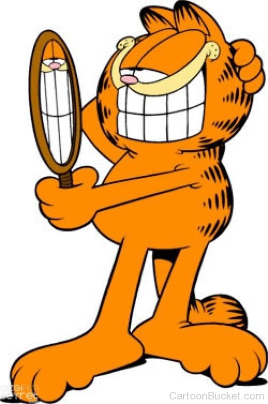 Garfield Holding Mirror
