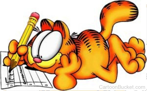 Garfield Holding Pencil