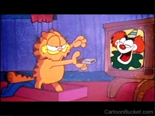 Garfield Holding Watching Tv