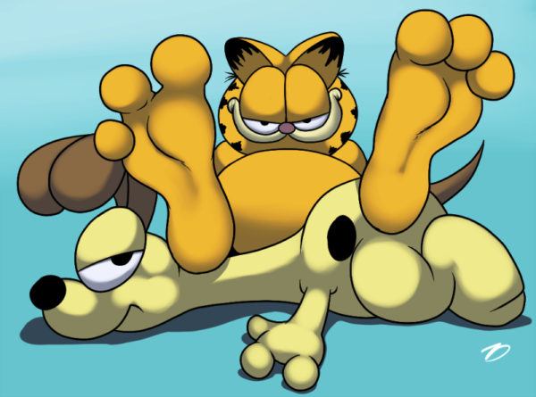 Garfield Sitting On Dog