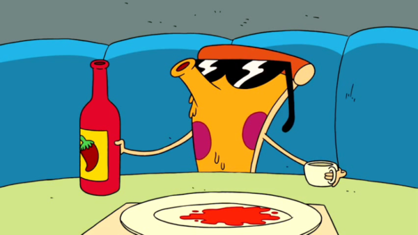 Pizza Steve Holding Red Chilli Ketchup