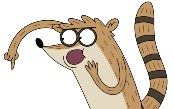 Rigby Pointing Something Down