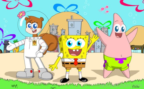 Spongebob And Sandy Cheeks With Patrick