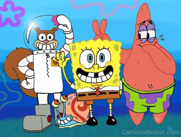 Spongebob ,Sandy Cheeks And Patrick Star