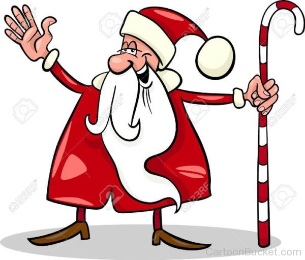 Santa Holding Stick